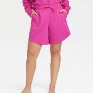 NWT All in Motion high rise fleece shorts berry purple size large